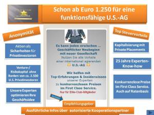 US-AG-Vorteile schon ab Euro 1.250,-
